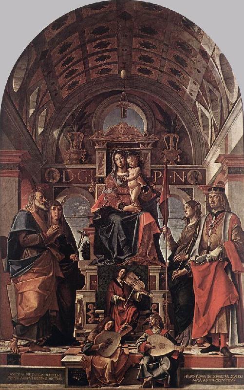 MONTAGNA, Bartolomeo Madonna and Child Enthroned with Saints sg oil painting picture
